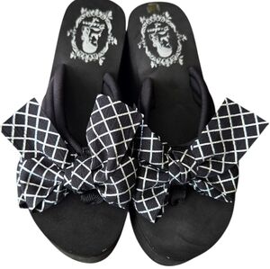 NIB Elegant Black Women's Sandals with Checkered Bow Size 39 Womens 8.5